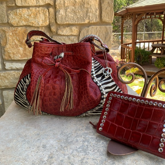 Ravianni Ladies Handbag & Matching Wallet & portfolio - all genuine leather - Picture 2 of 14